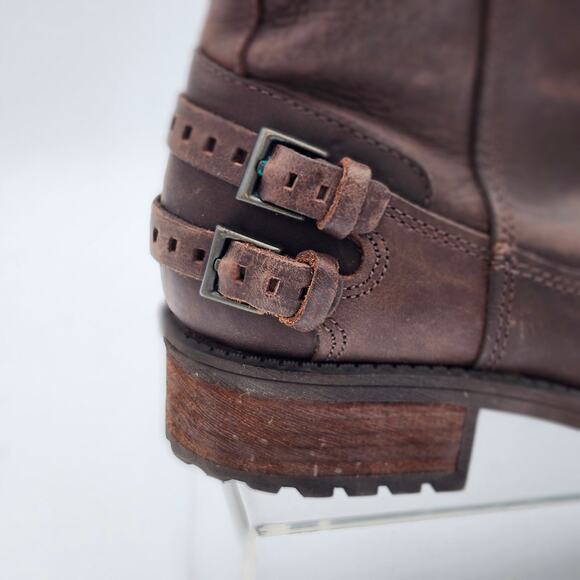 UGG Australia Orion Brown Leather Biker Moto  Boots Women 7.5 S0066 - Picture 8 of 11